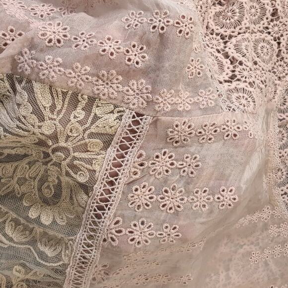 4 Love and Liberty Romantic Patchwork Pieced Lace Silk Tunic, Size S, Bohemian - Picture 5 of 7